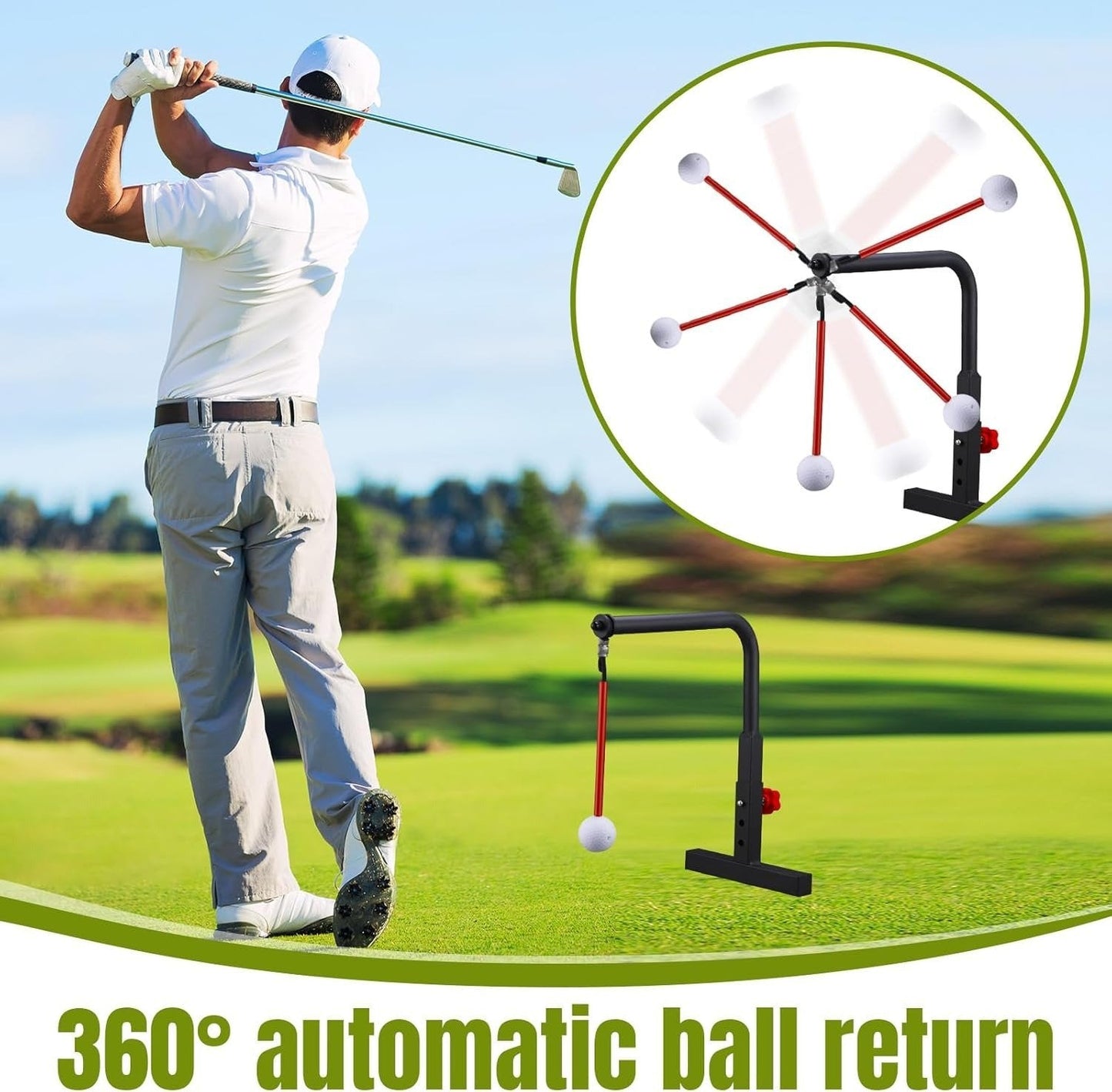 ⛳ Real Impact Golf Swing Trainer – 360° Ball Return for Smarter Practice &Better Swings 🏌️♂️⛳