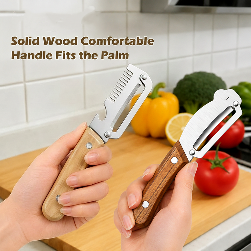Zero-Snag Wooden Peeler – Stainless Steel Blade, No Clog, No Cramp 🥔🪵