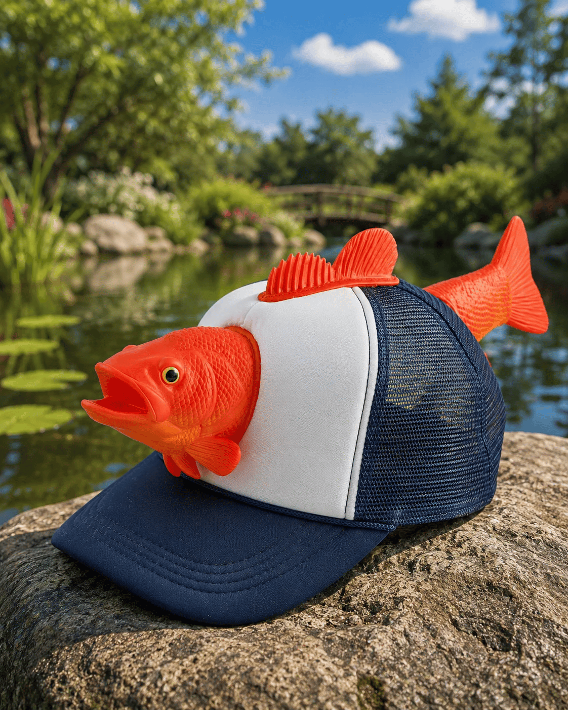 3D Fish Trucker Hat – Realistic Bass Head, Breathable Mesh, Funny Fishing Gift 🧢🐟