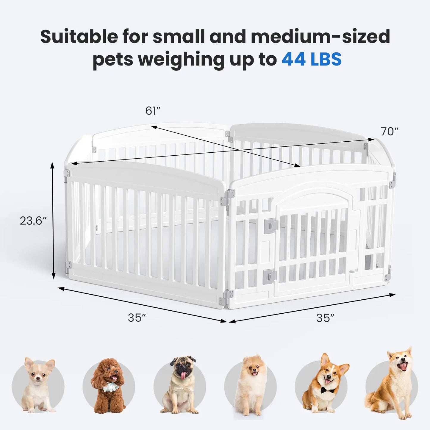 Adjustable Pet Playpen – Indoor/Outdoor, Folds Flat, Up to 44 lbs 🐾🛡️