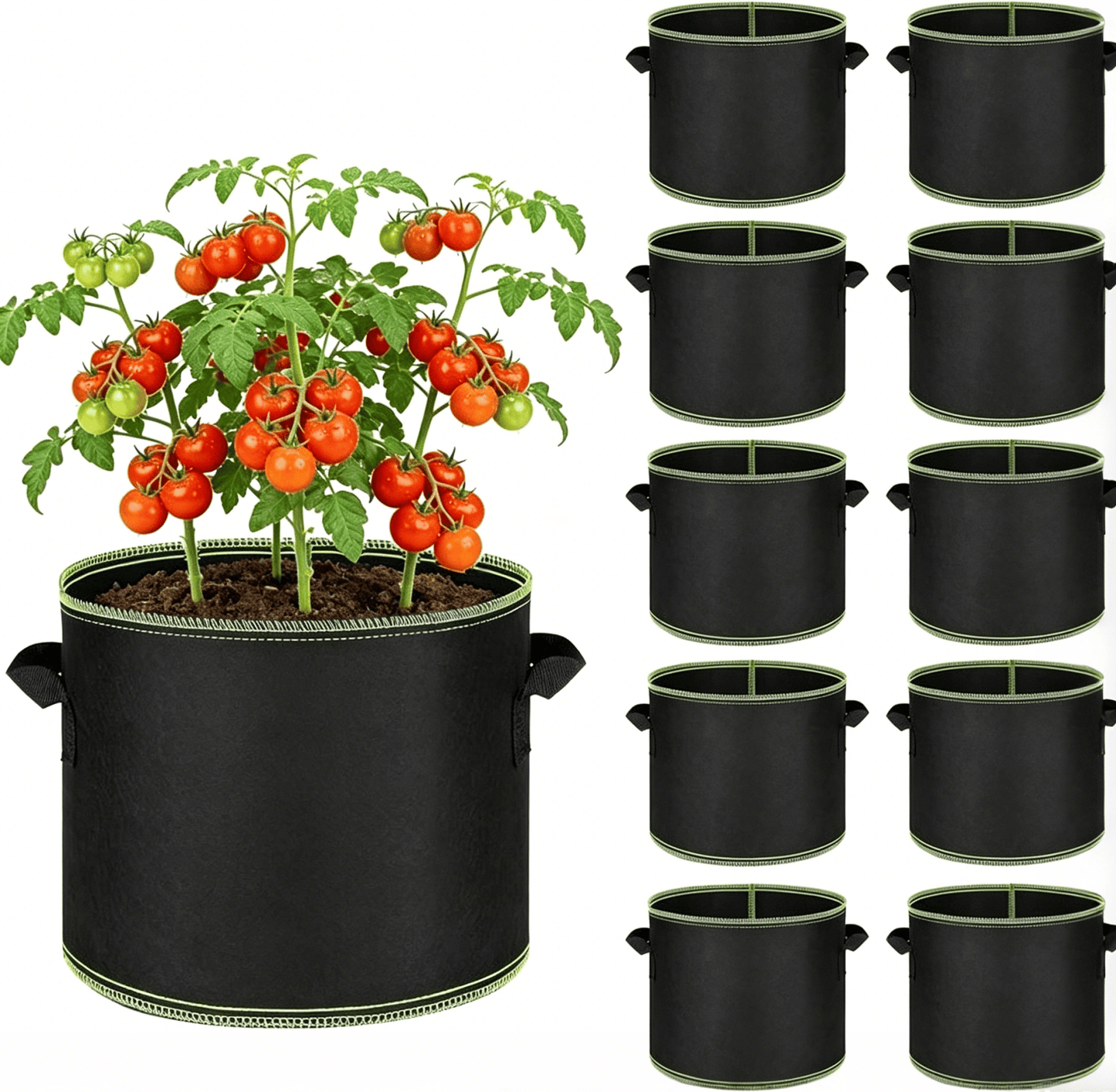 5-Pack 5 Gallon Grow Bags – Heavy-Duty Aeration Fabric Pots with Handles 🌱🪴