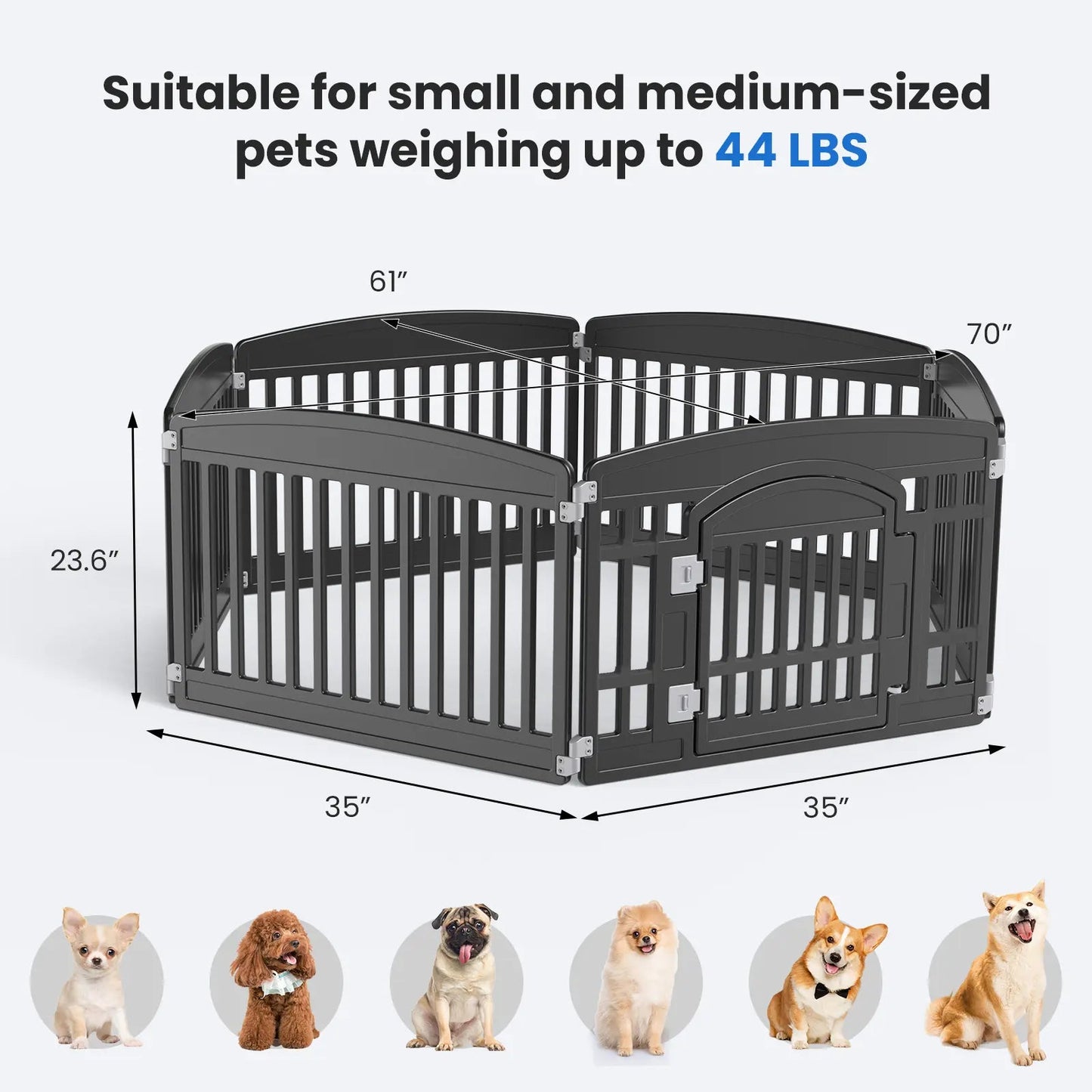 Adjustable Pet Playpen – Indoor/Outdoor, Folds Flat, Up to 44 lbs 🐾🛡️