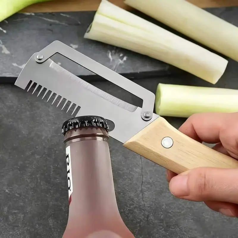 Zero-Snag Wooden Peeler – Stainless Steel Blade, No Clog, No Cramp 🥔🪵