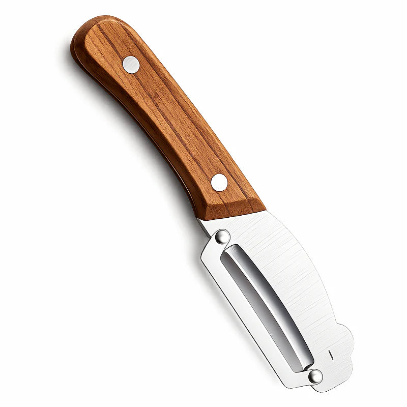 Zero-Snag Wooden Peeler – Stainless Steel Blade, No Clog, No Cramp 🥔🪵