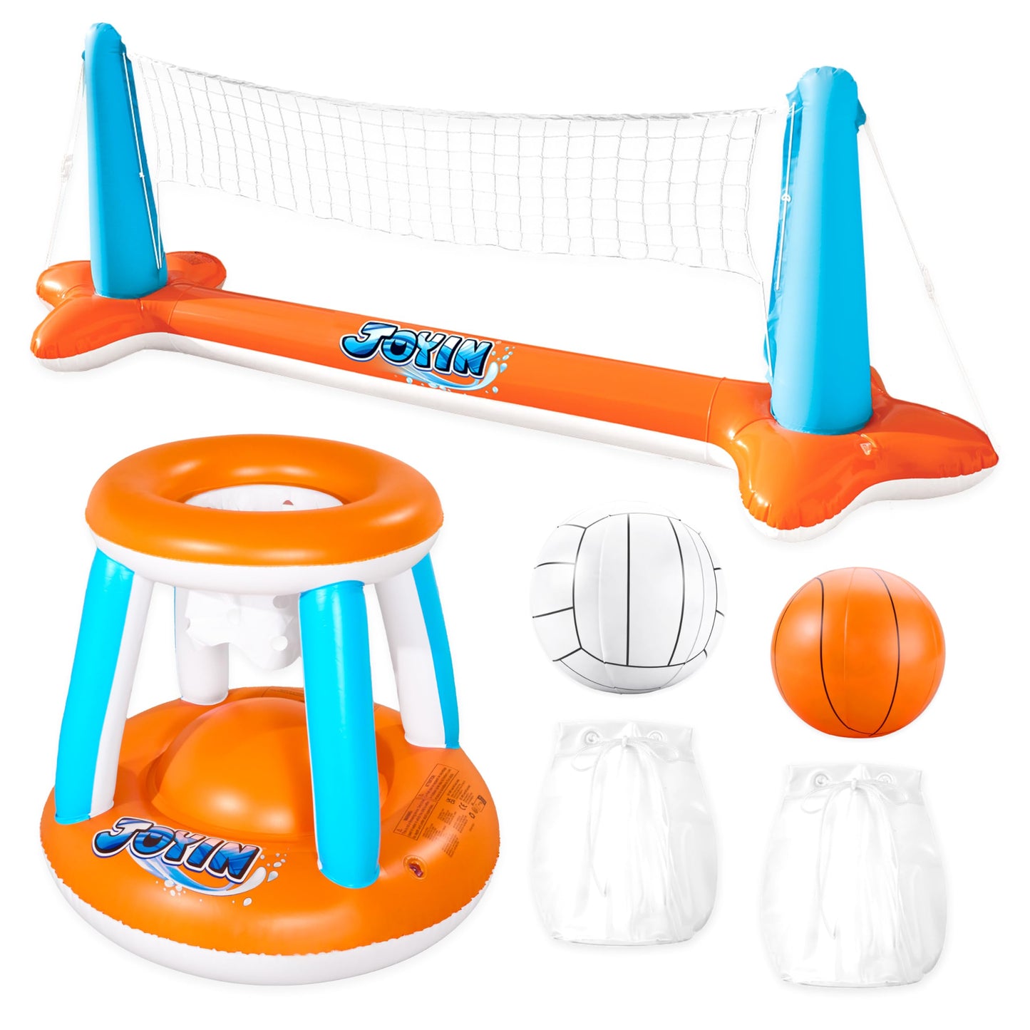 Inflatable Pool Volleyball &Basketball Combo Set 🏐🏀🏊♂️