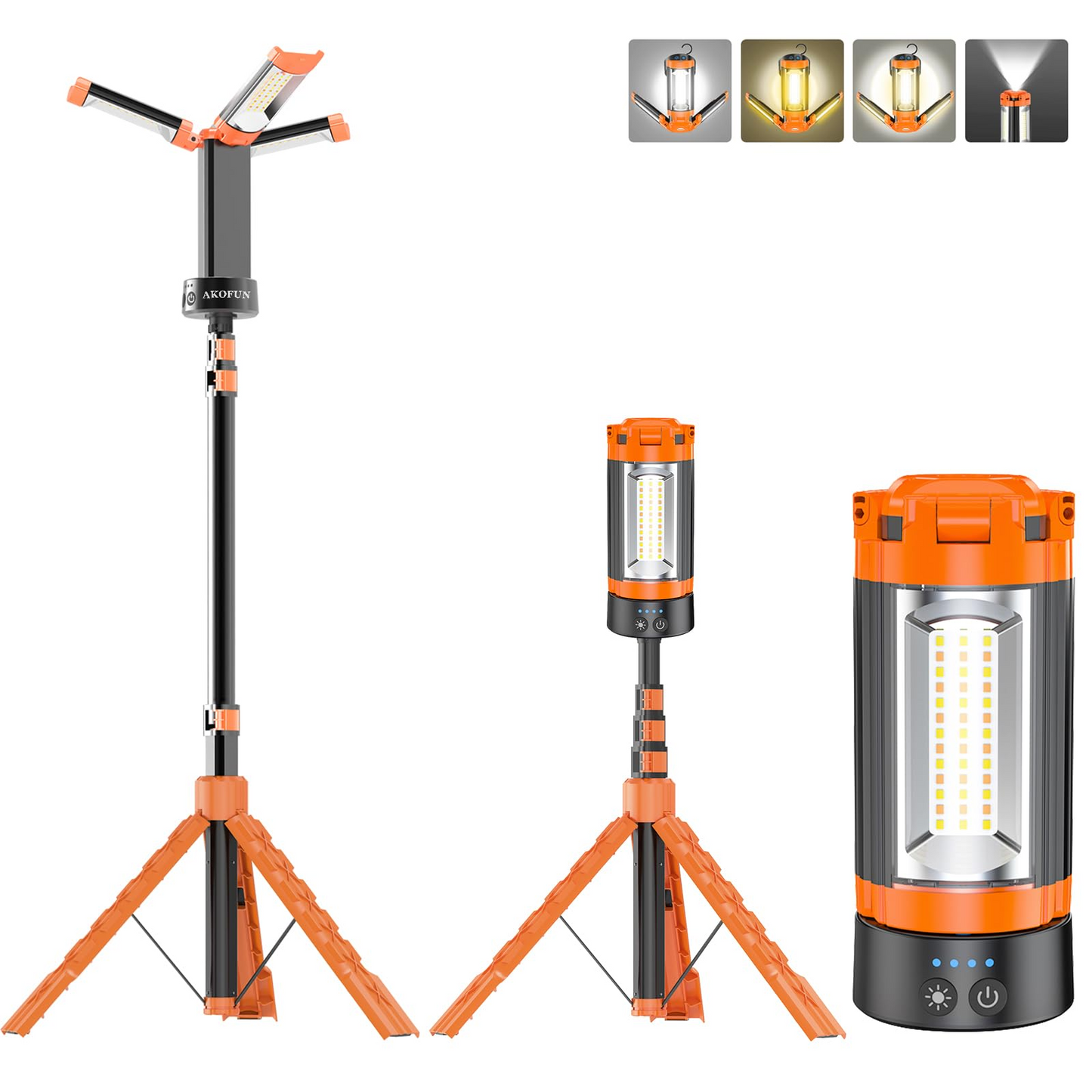 10000&12000mAh Rechargeable LED Work Light with Tripod Stand – 3 Adjustable Lamp Heads, Power Bank Function 💡🔋
