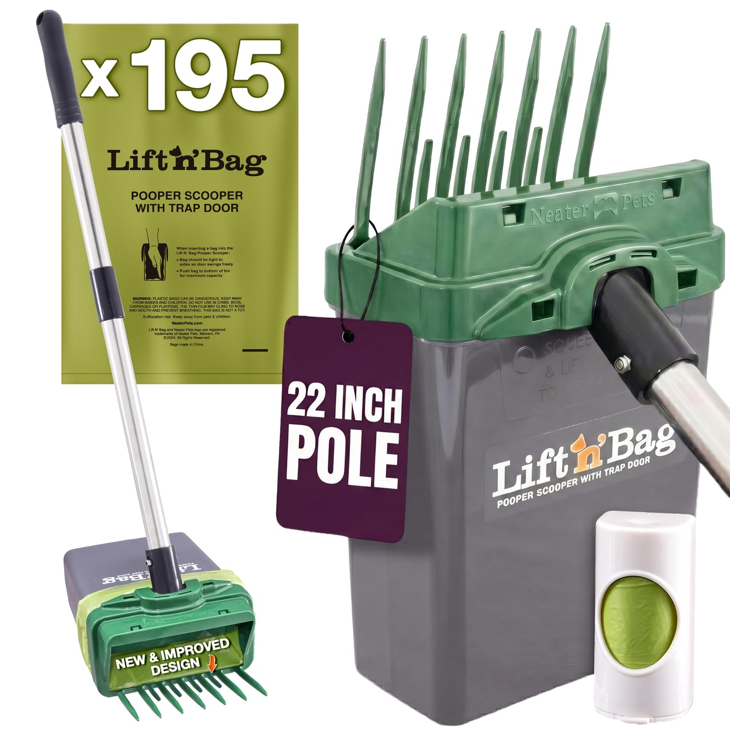 Lift N' Bag Dog Pooper Scooper – New & Improved Design, One-Handed Operation 🐕🧹✅