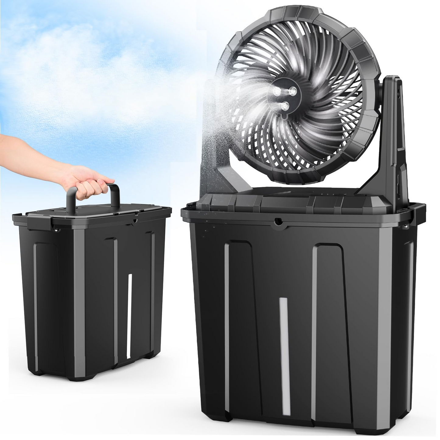 Portable Misting Fan with 9L Water Tank – 20000mAh/30000mAh, 3 Speeds, 3 Spray Modes 💨💧