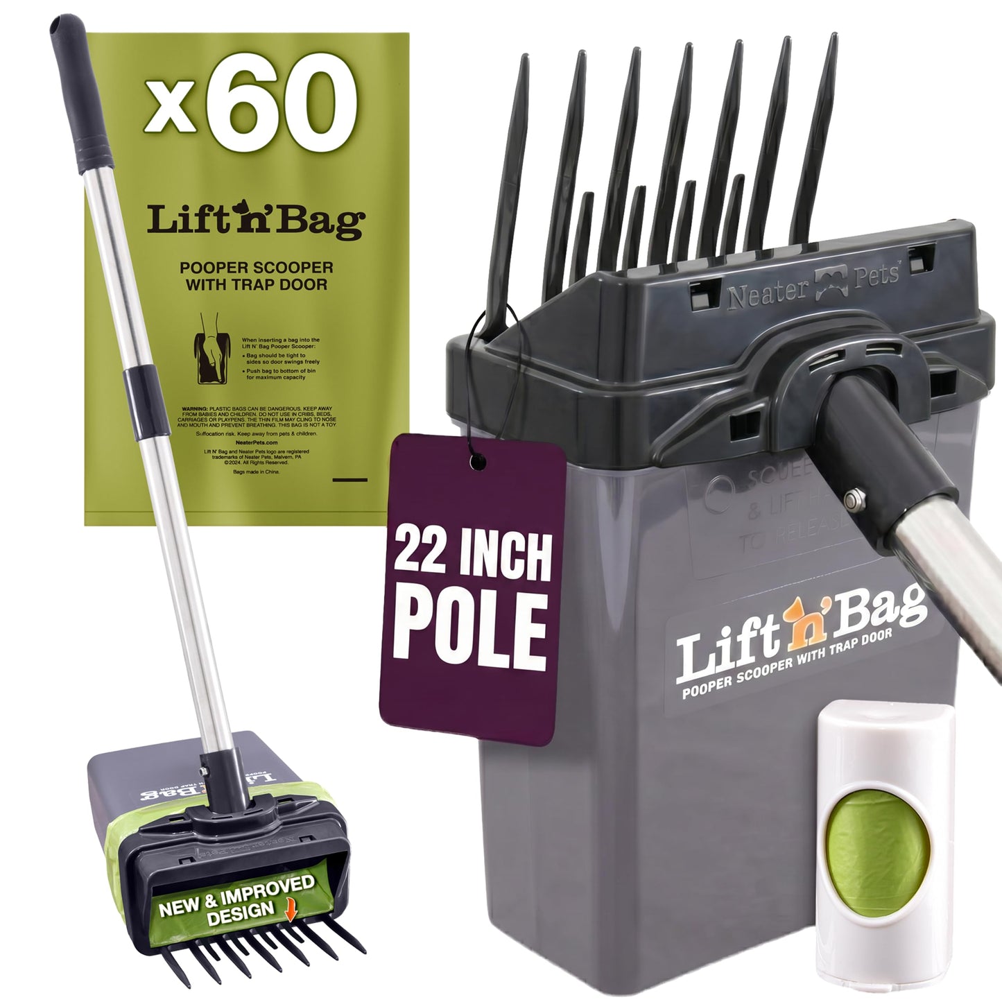 Lift N' Bag Dog Pooper Scooper – New & Improved Design, One-Handed Operation 🐕🧹✅