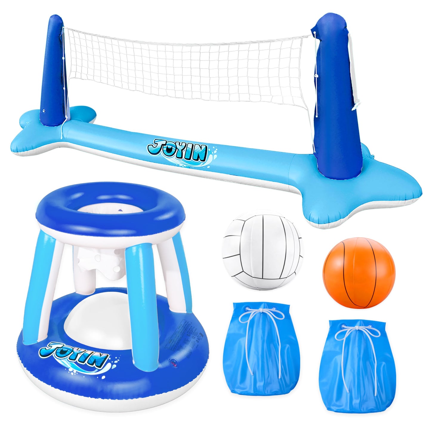Inflatable Pool Volleyball &Basketball Combo Set 🏐🏀🏊♂️