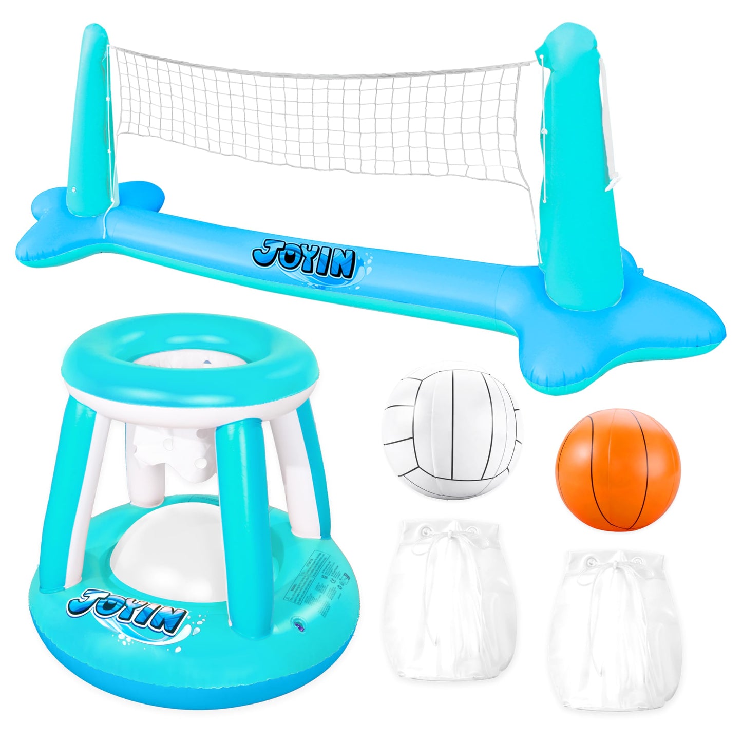 Inflatable Pool Volleyball &Basketball Combo Set 🏐🏀🏊♂️