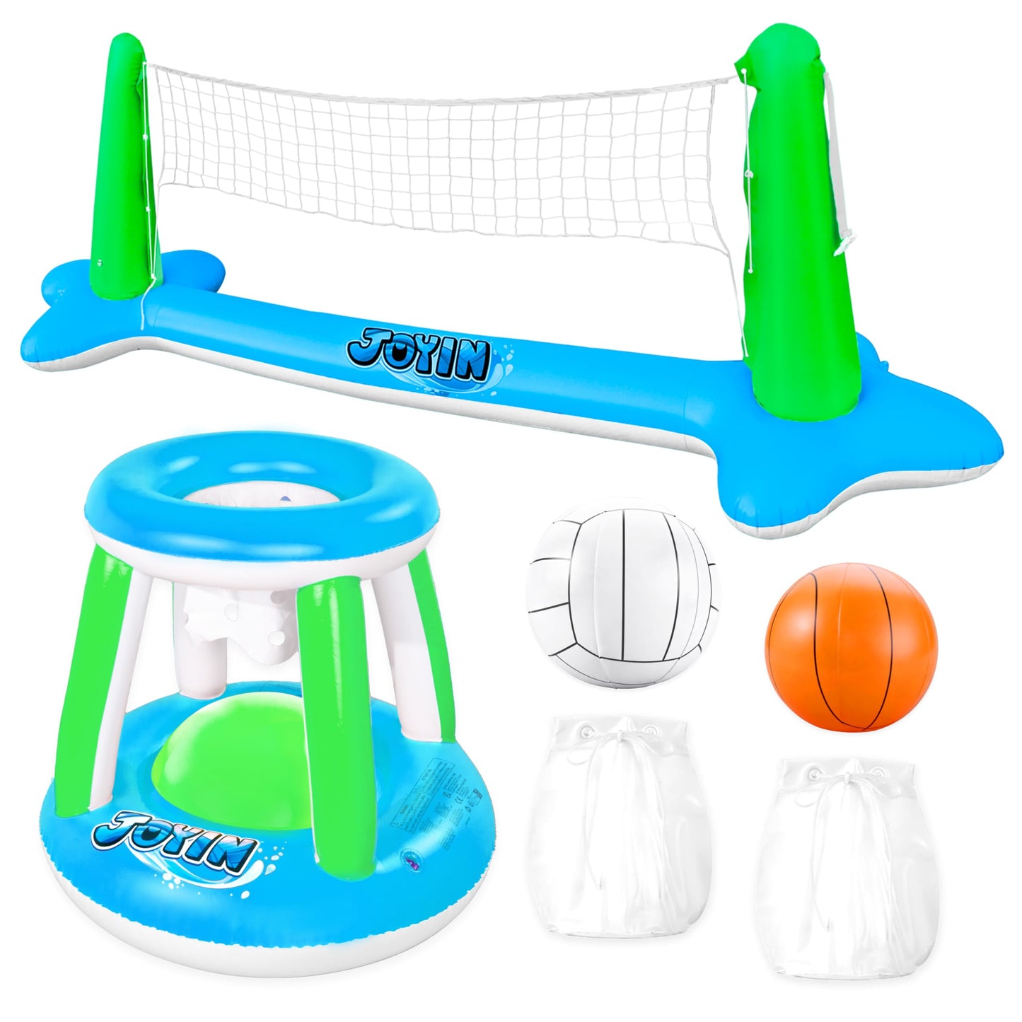 Inflatable Pool Volleyball &Basketball Combo Set 🏐🏀🏊♂️