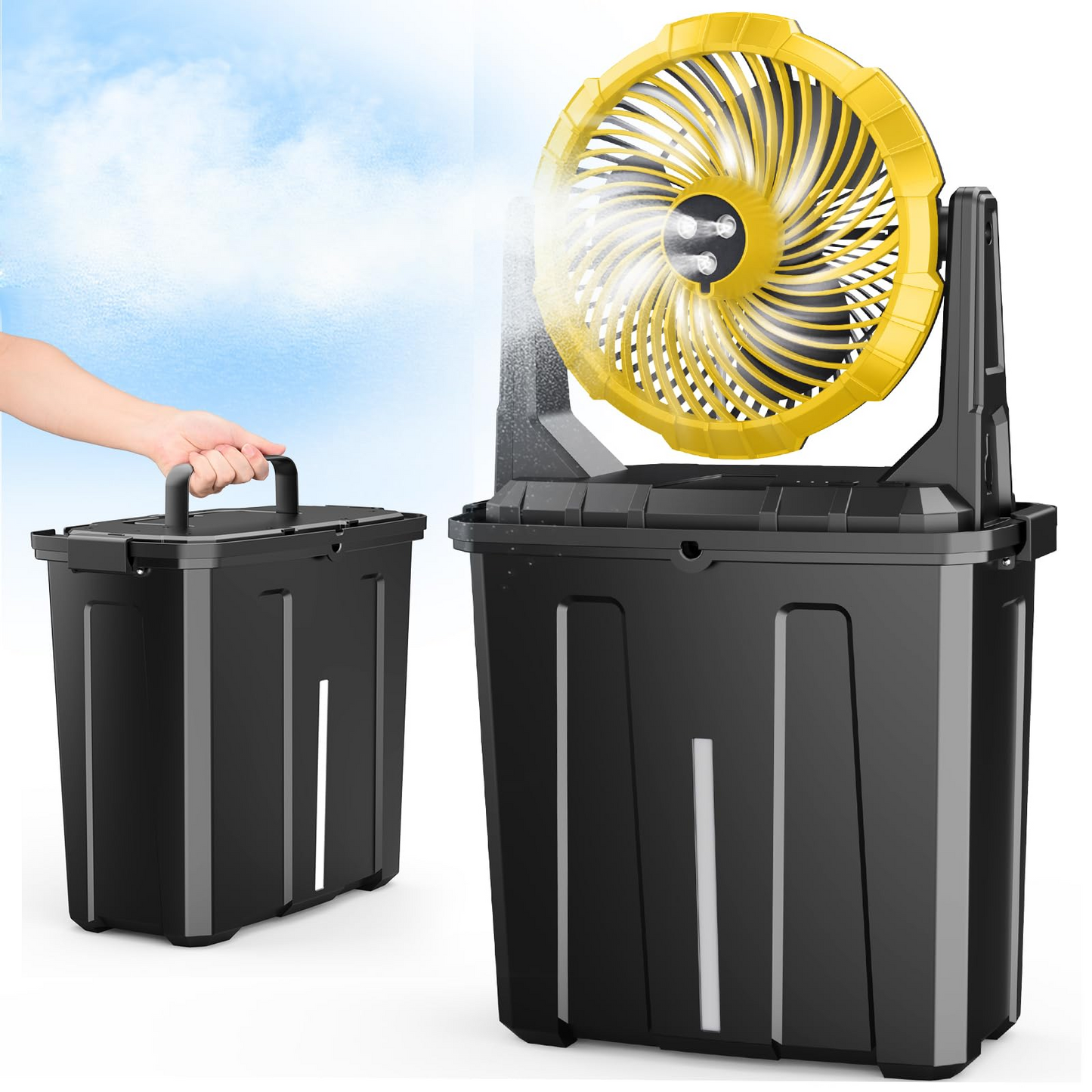 Portable Misting Fan with 9L Water Tank – 20000mAh/30000mAh, 3 Speeds, 3 Spray Modes 💨💧