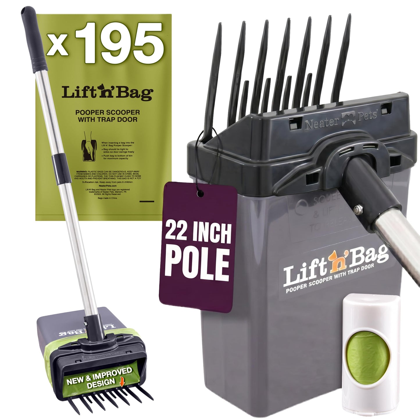 Lift N' Bag Dog Pooper Scooper – New & Improved Design, One-Handed Operation 🐕🧹✅