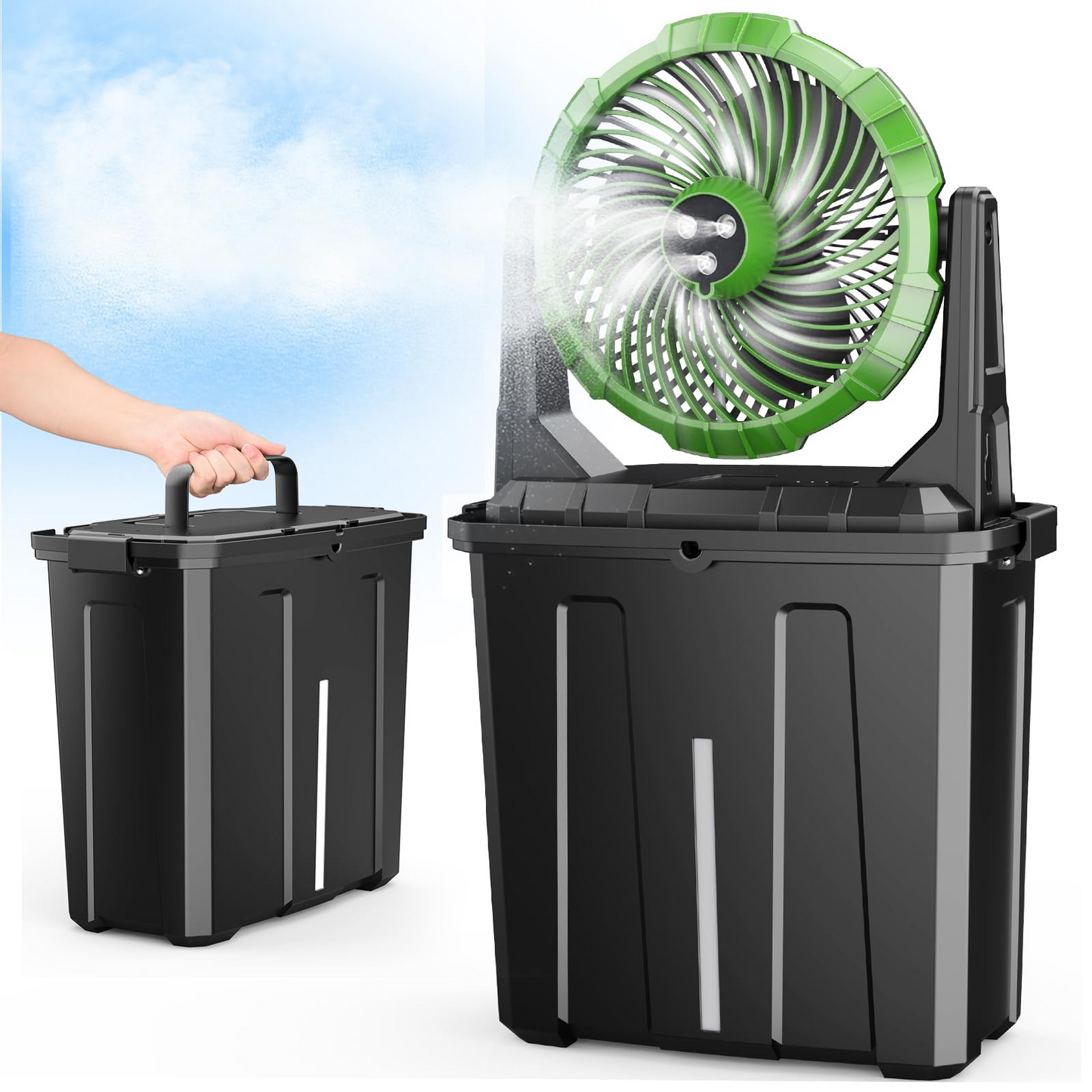 Portable Misting Fan with 9L Water Tank – 20000mAh/30000mAh, 3 Speeds, 3 Spray Modes 💨💧