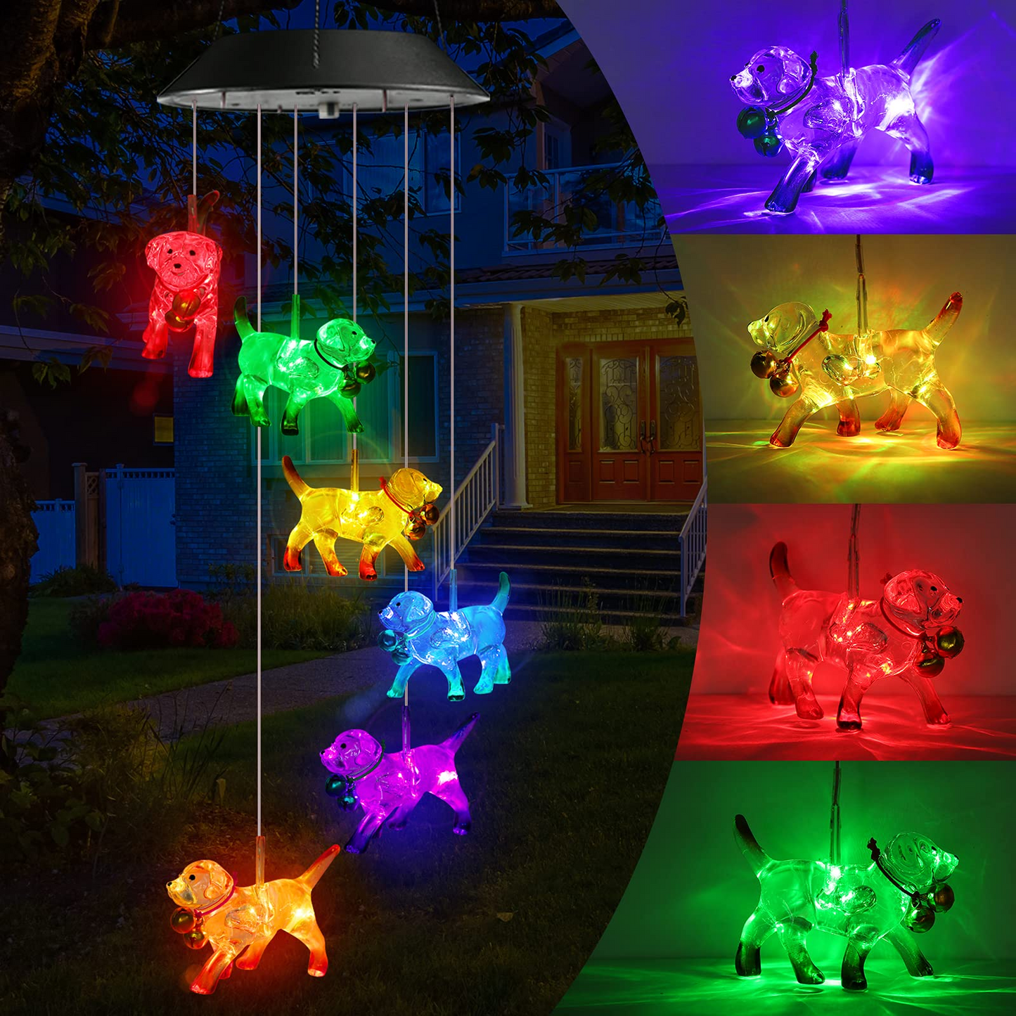 Solar Hydrangea Ball Wind Chime – 7 Color Changing Lights, IP65 Waterproof 🌸🔮