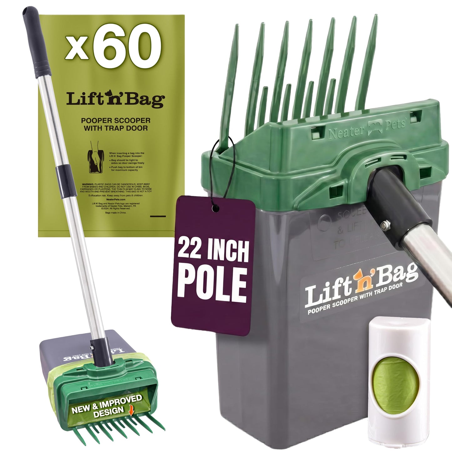 Lift N' Bag Dog Pooper Scooper – New & Improved Design, One-Handed Operation 🐕🧹✅