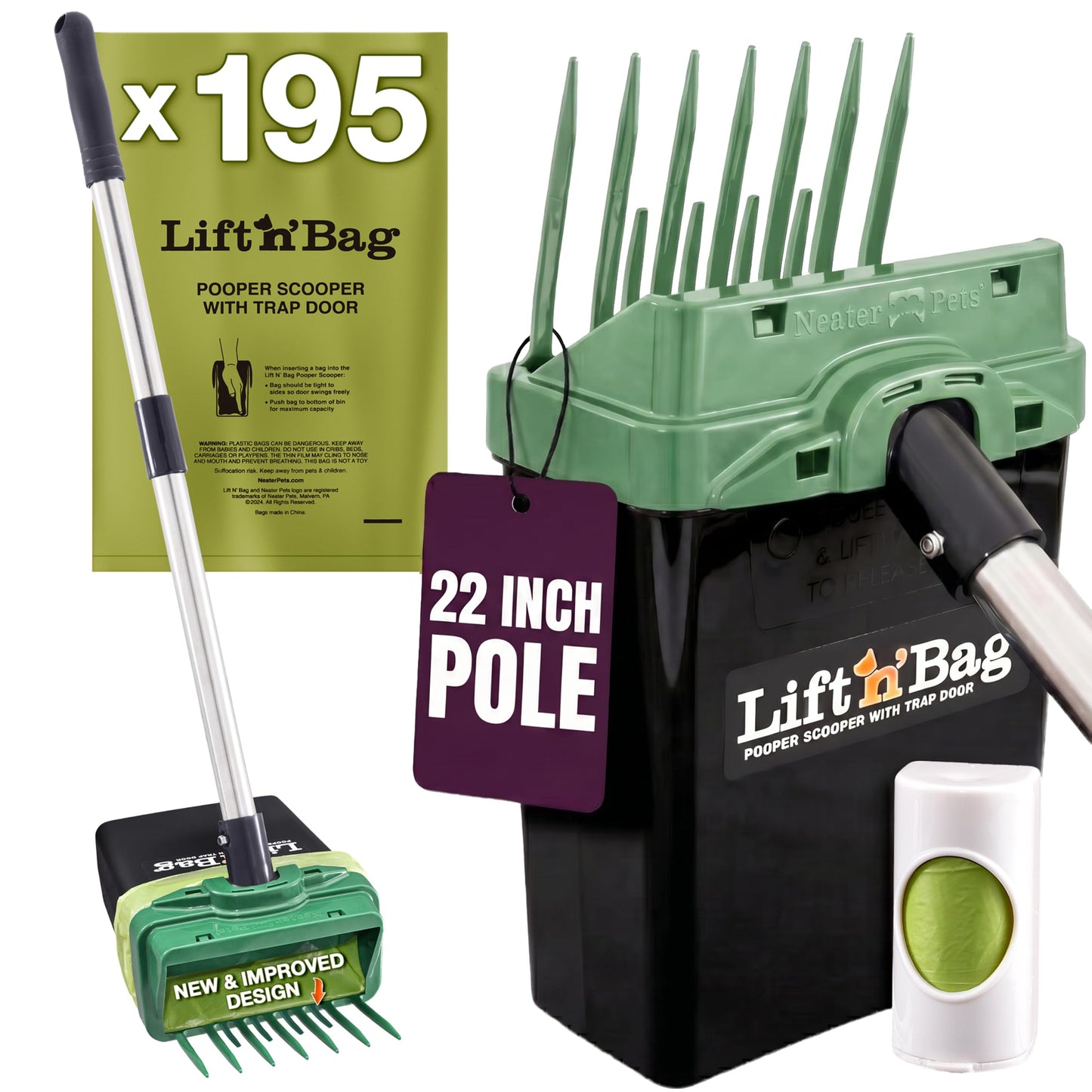 Lift N' Bag Dog Pooper Scooper – New & Improved Design, One-Handed Operation 🐕🧹✅