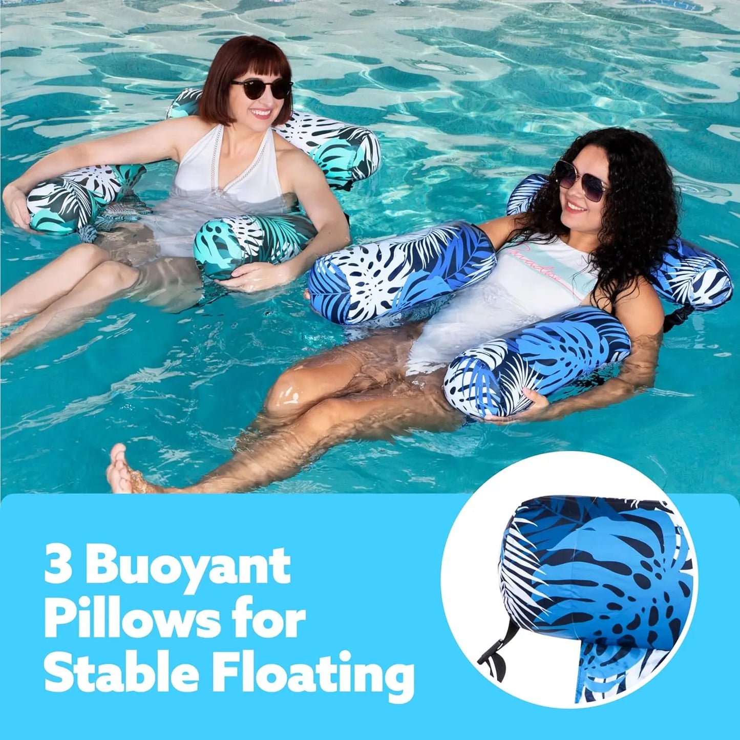 Inflatable Pool Float Chair – 2-Pack, Fabric Covered, Mesh Sling 🏖️🪑