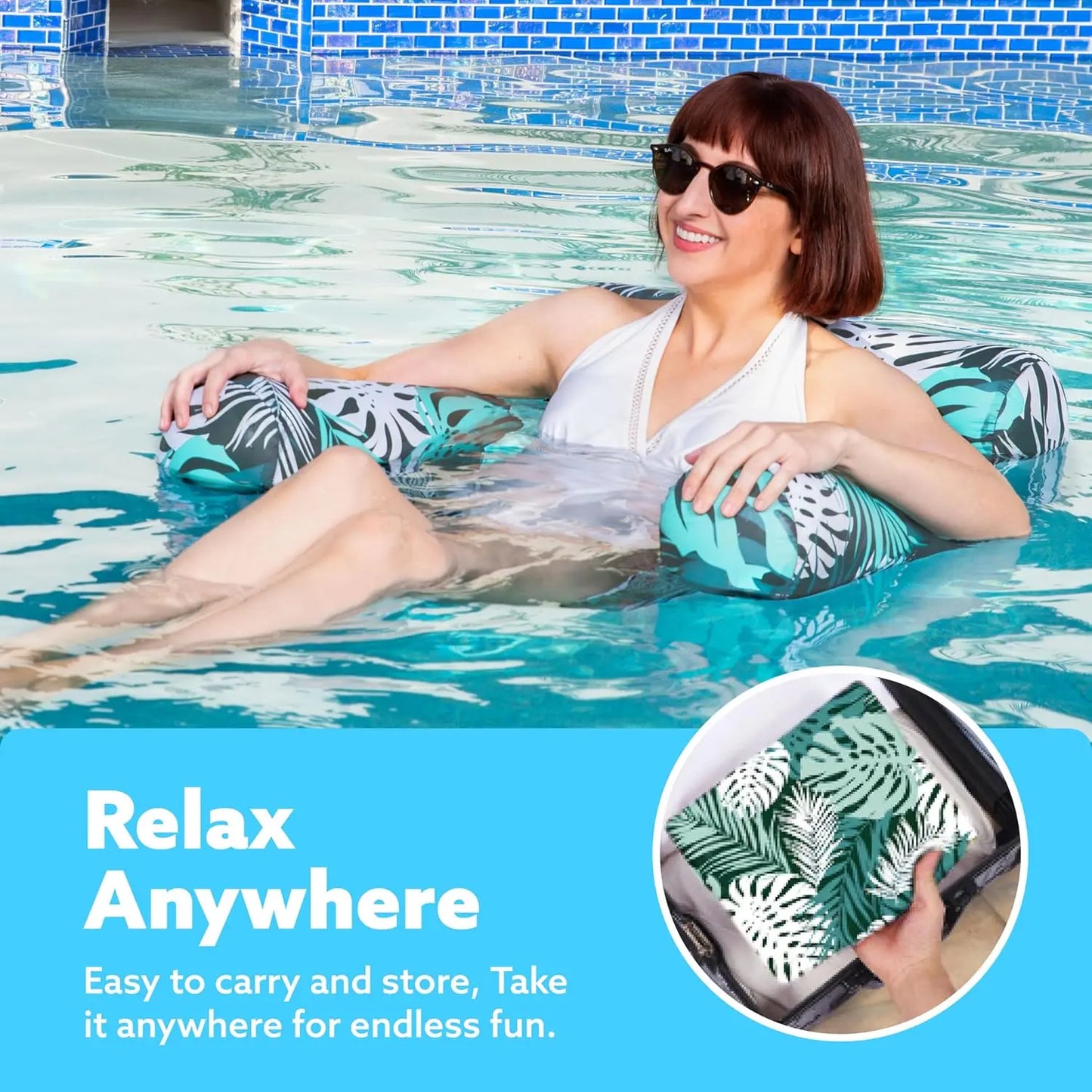 Inflatable Pool Float Chair – 2-Pack, Fabric Covered, Mesh Sling 🏖️🪑
