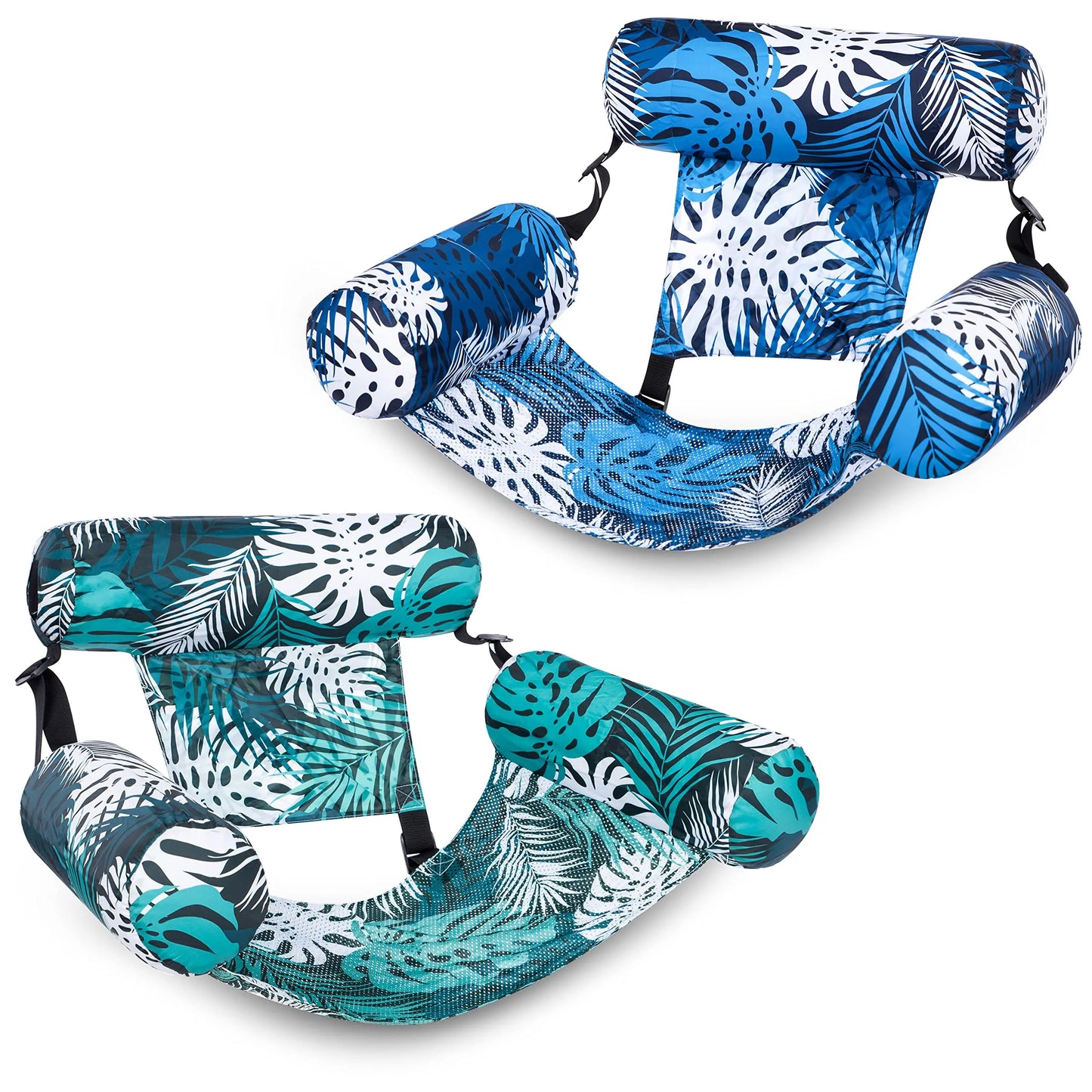 Inflatable Pool Float Chair – 2-Pack, Fabric Covered, Mesh Sling 🏖️🪑