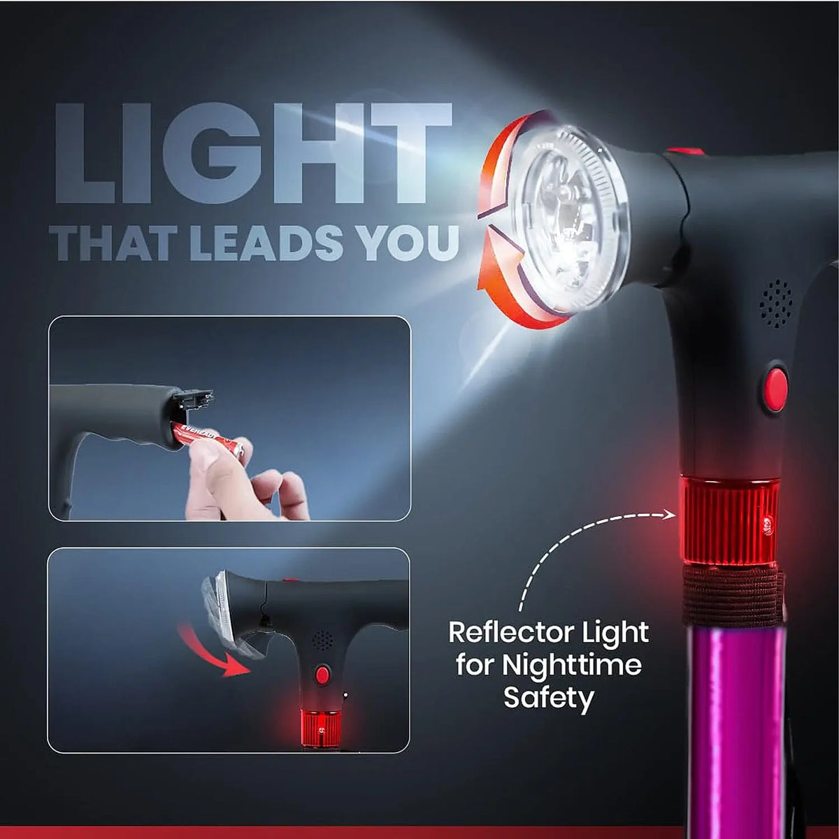 Multifunctional Folding Cane For Elderly With Light & Emergency Alarm