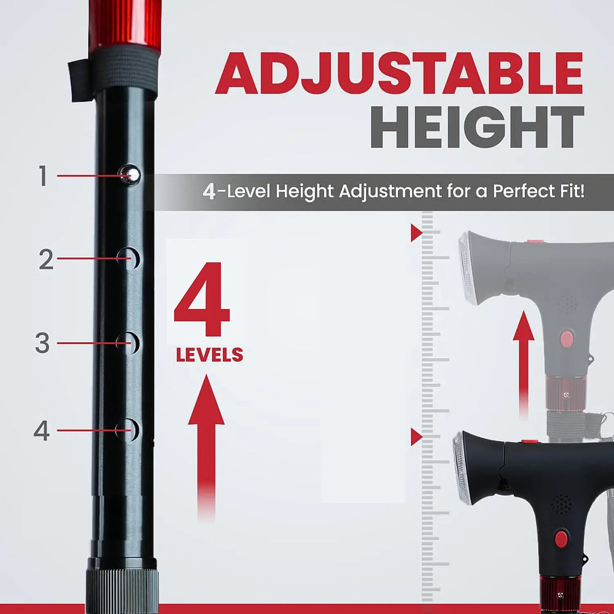 Multifunctional Folding Cane For Elderly With Light & Emergency Alarm