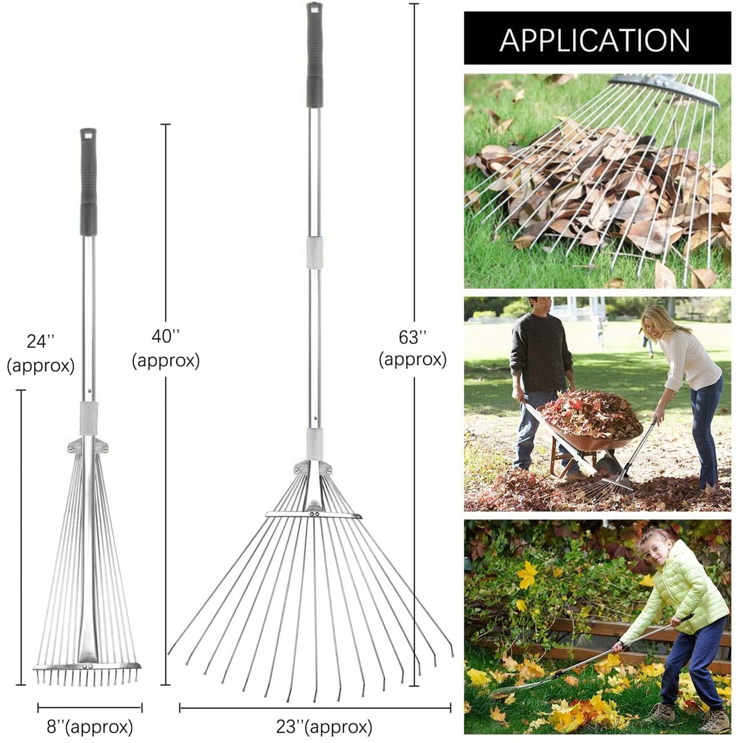 Adjustable Garden Leaf Rake – Lightweight, Telescoping Handle, Expandable Metal Head 🍂🌿🧹