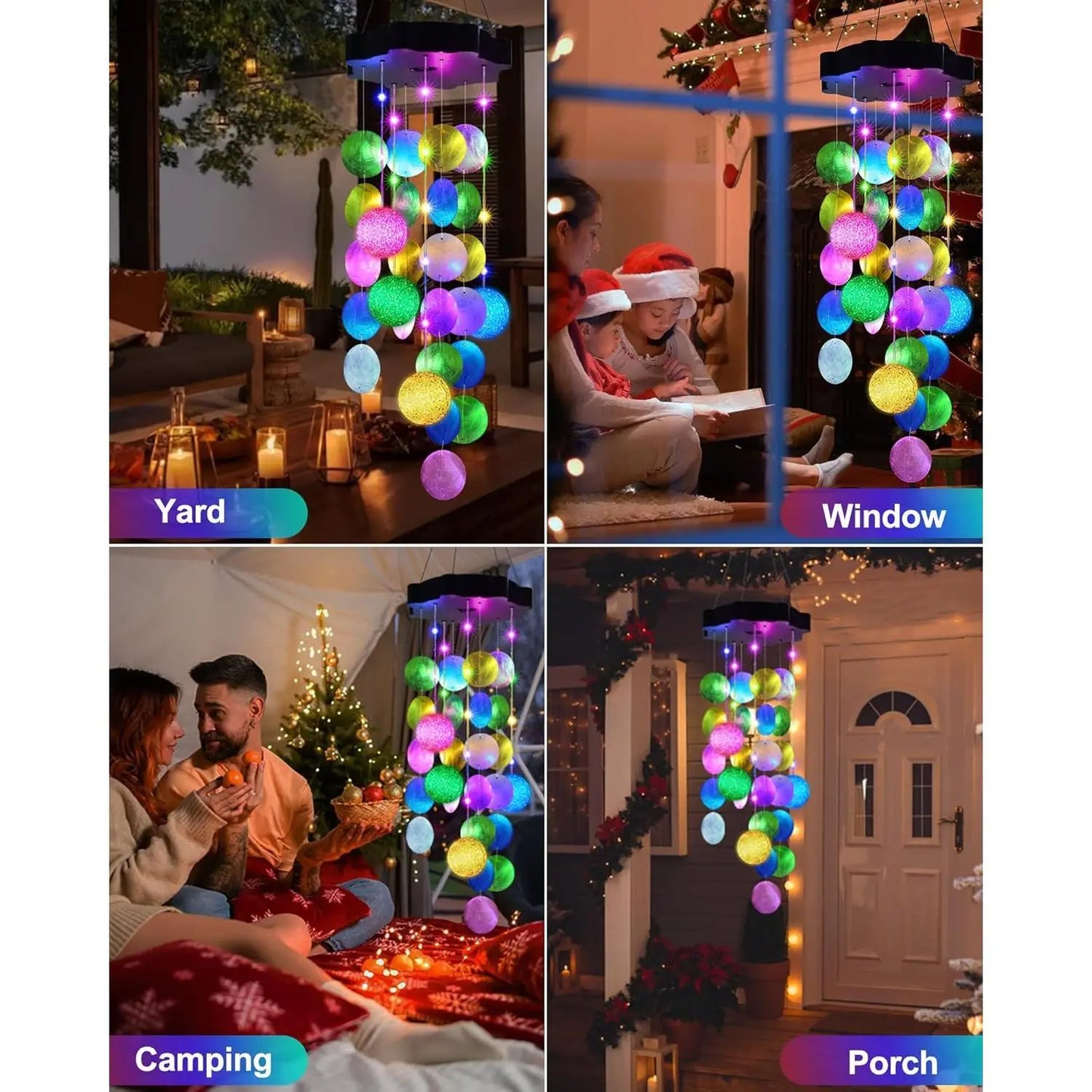 Solar Seashell Wind Chime – Natural Shells, 2 Lighting Modes, Gift-Ready 🐚☀️