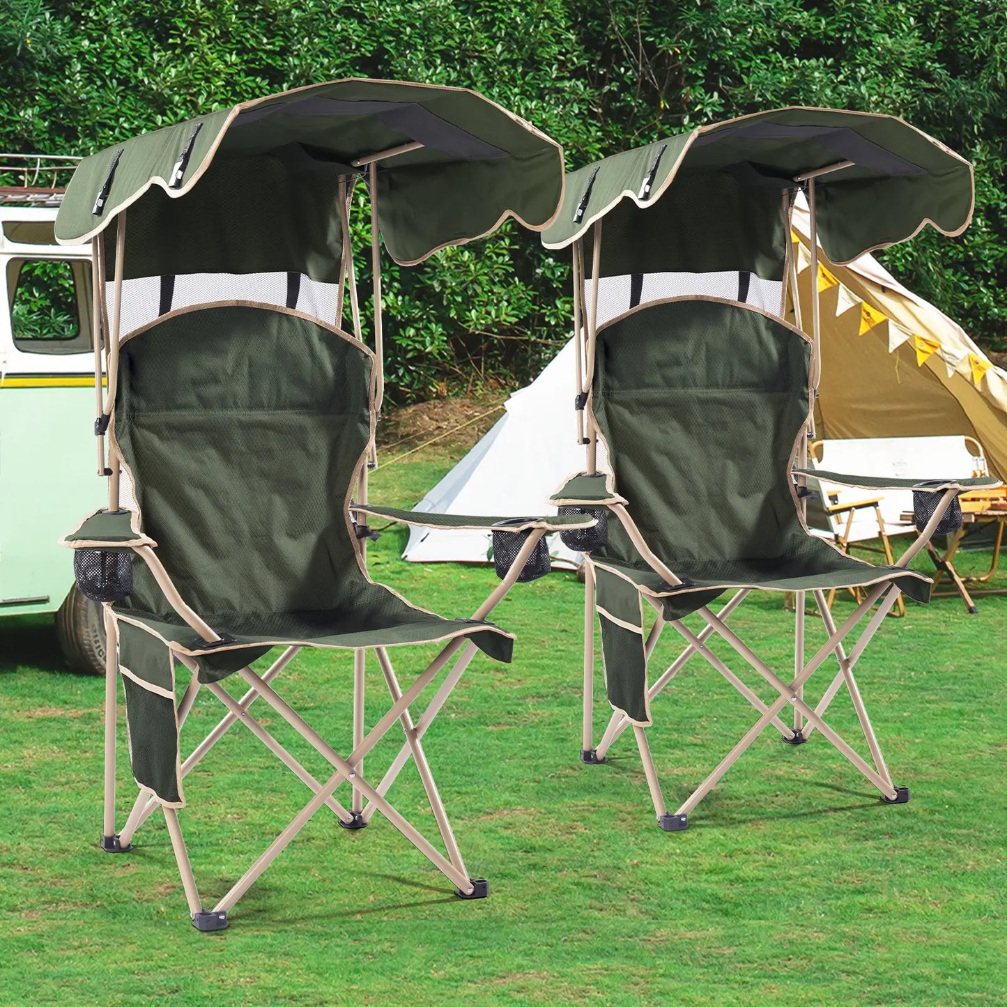 Foldable Canopy Camping Chair🏕️🪑☀️
