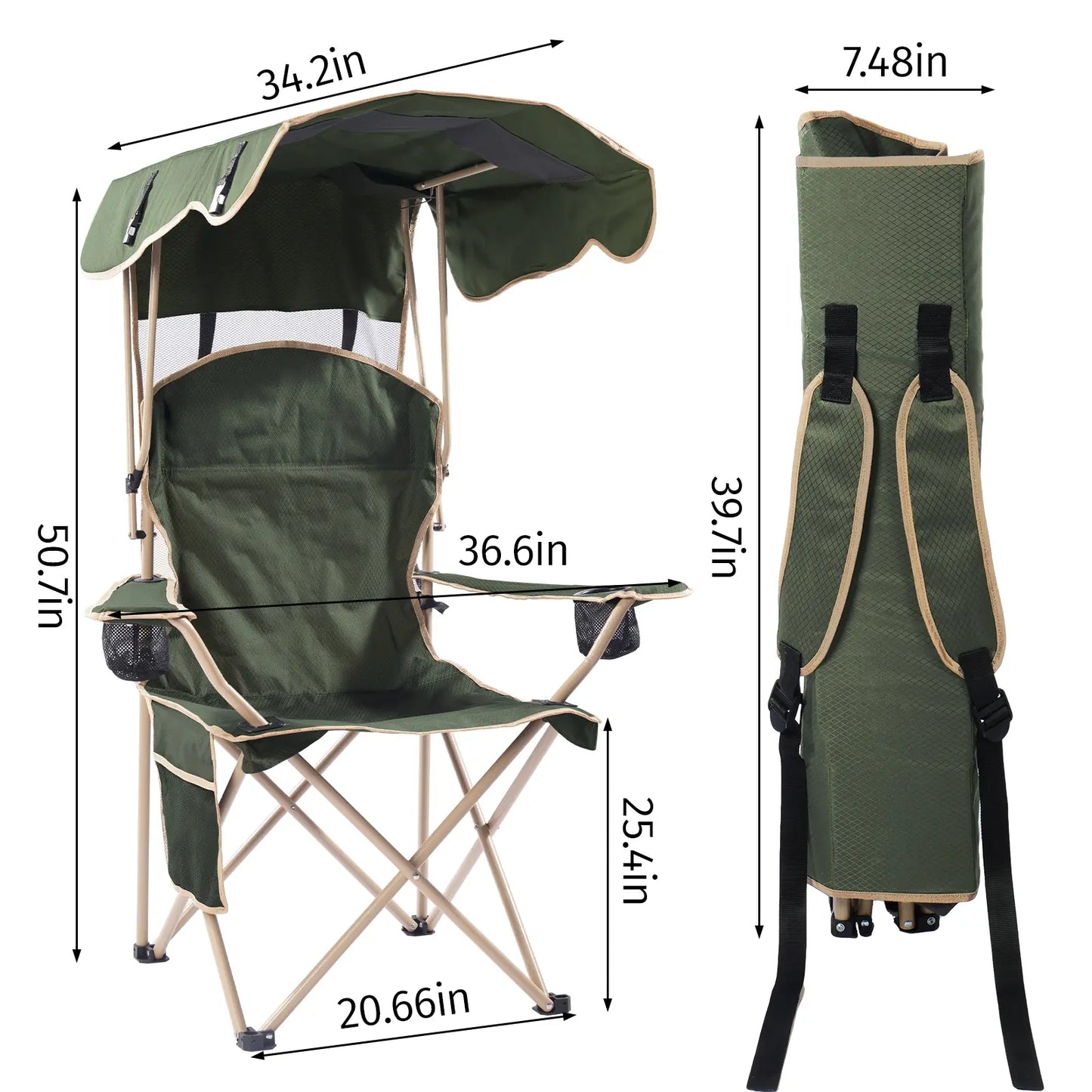 Foldable Canopy Camping Chair🏕️🪑☀️