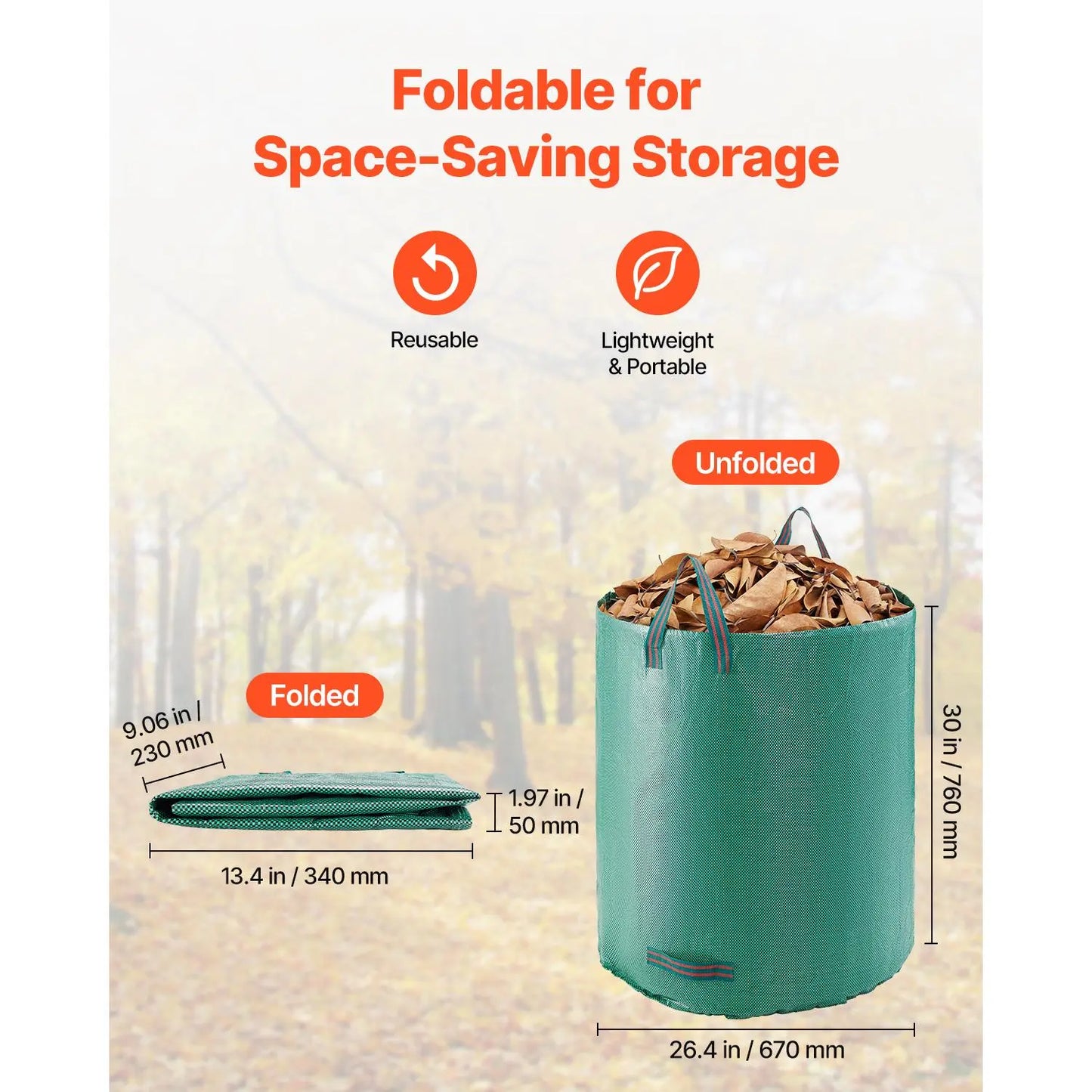 5-Pack 72 Gallon Reusable Yard Waste Bags🍂🌿