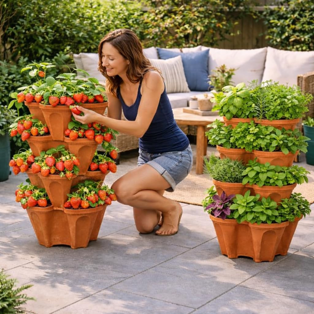 Vertical Planter Tower – Grow 16 Plants in Just 1 Square Foot, Self-Watering🌱🍓