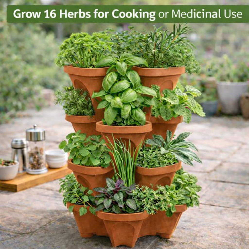 Vertical Planter Tower – Grow 16 Plants in Just 1 Square Foot, Self-Watering🌱🍓