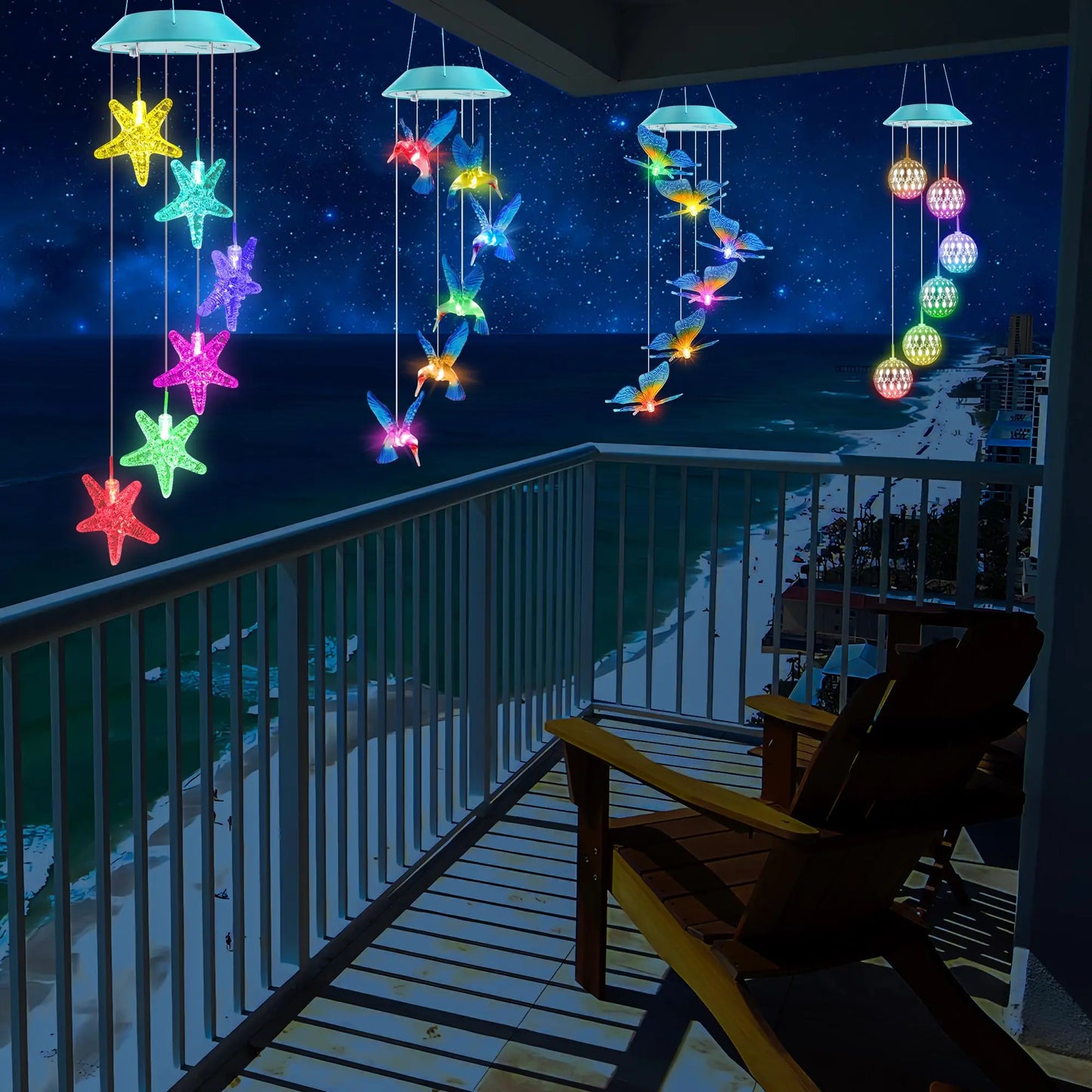 Solar Hydrangea Ball Wind Chime – 7 Color Changing Lights, IP65 Waterproof 🌸🔮
