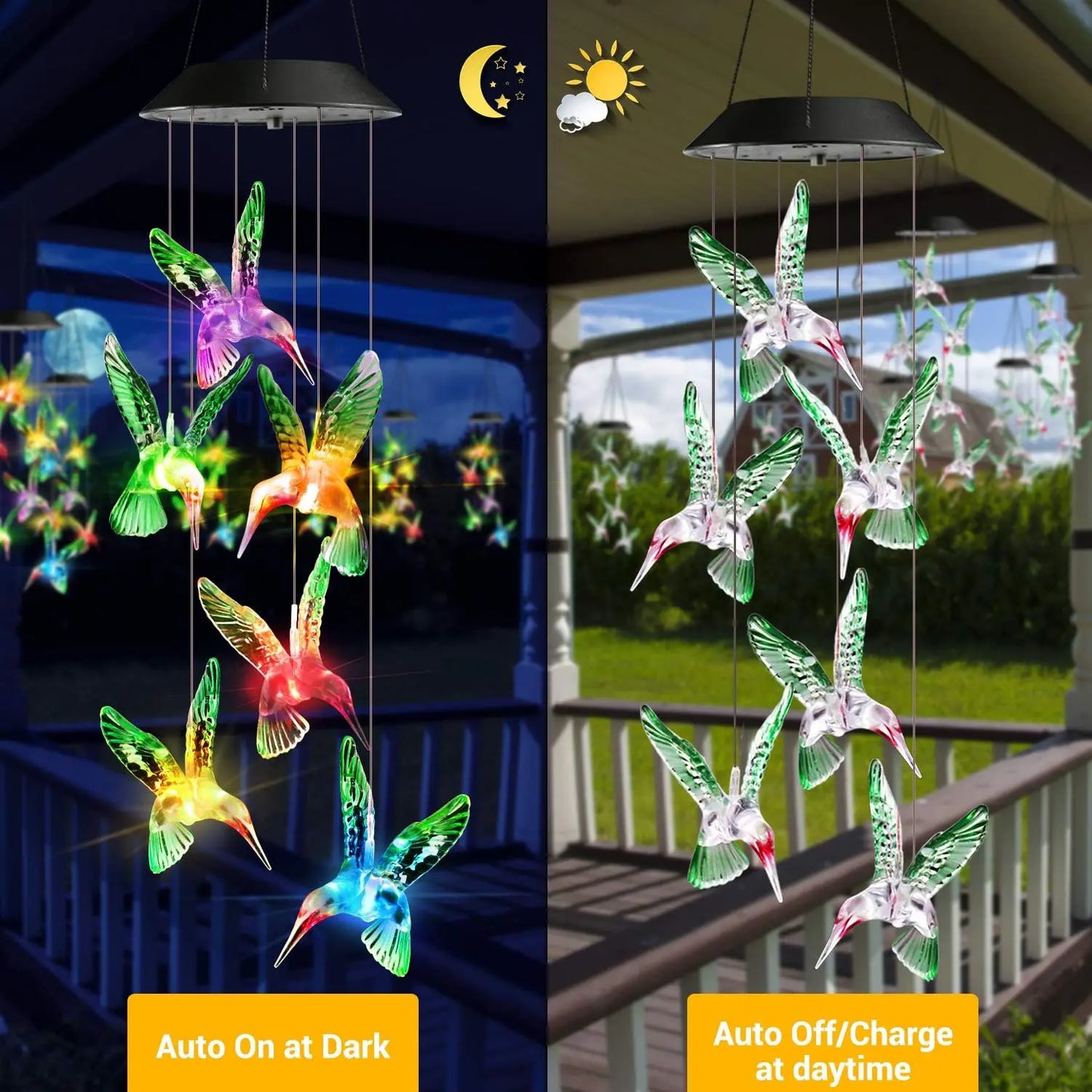Solar Hydrangea Ball Wind Chime – 7 Color Changing Lights, IP65 Waterproof 🌸🔮