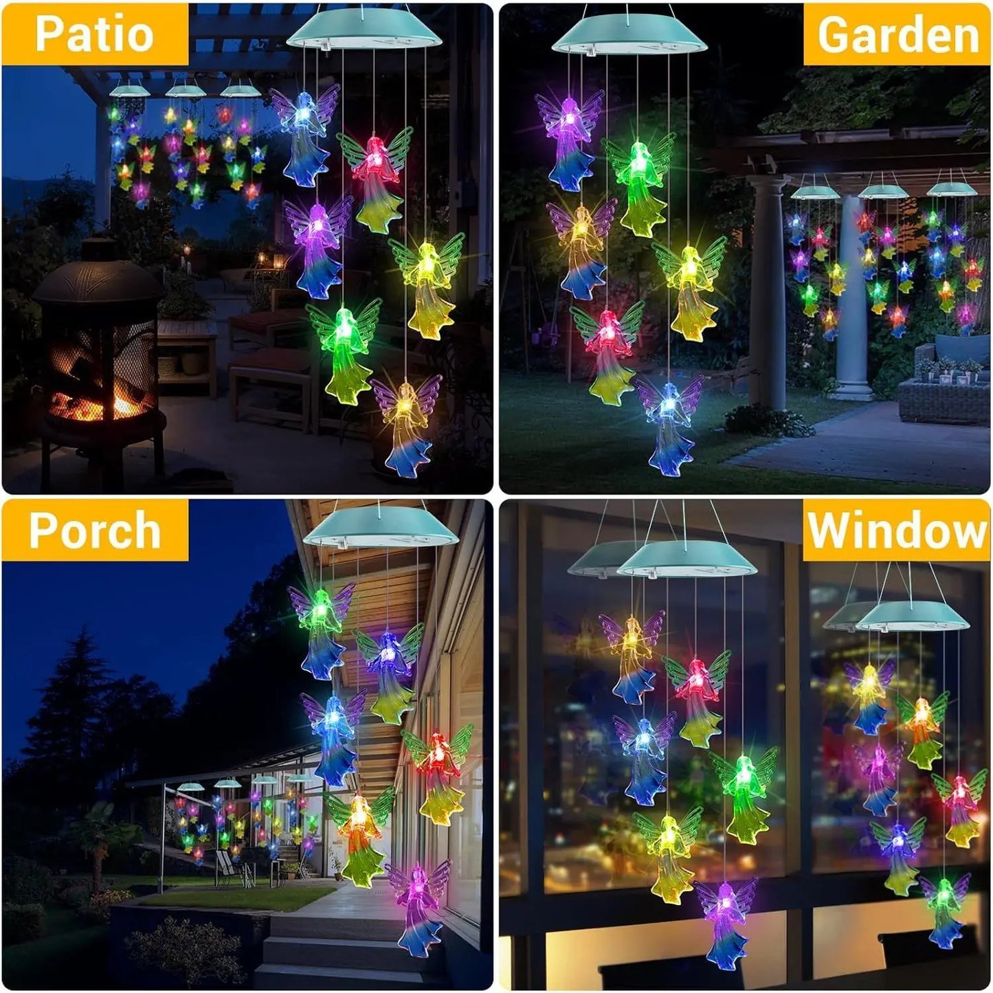 Solar Hydrangea Ball Wind Chime – 7 Color Changing Lights, IP65 Waterproof 🌸🔮