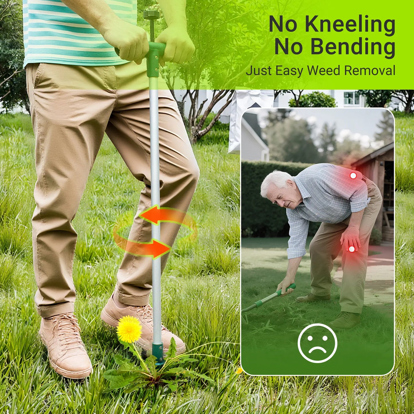 Walensee Garden Stand-Up Weeder Tool – 39" Long Handle, 3-Claw Stainless Steel Head 🌱🛠️
