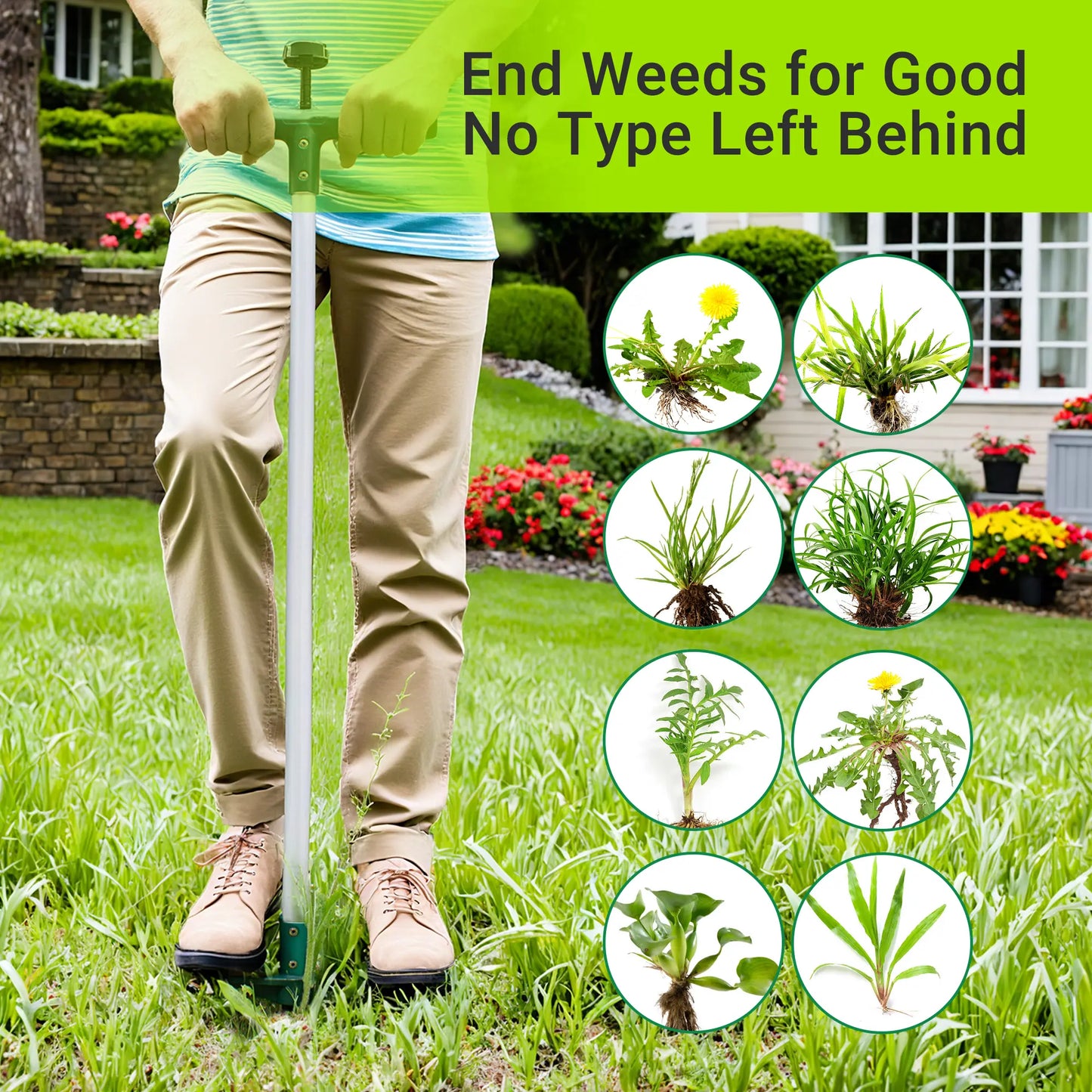 Walensee Garden Stand-Up Weeder Tool – 39" Long Handle, 3-Claw Stainless Steel Head 🌱🛠️