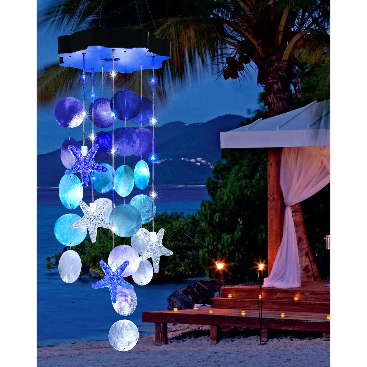 Solar Seashell Wind Chime – Natural Shells, 2 Lighting Modes, Gift-Ready 🐚☀️