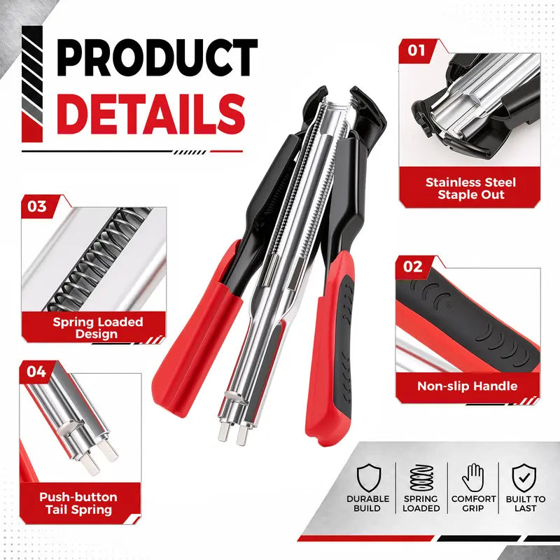 Auto-Feed Hog Ring Pliers Kit – One-Squeeze Fastening for Cages, Fencing & Upholstery 🔧🛠️