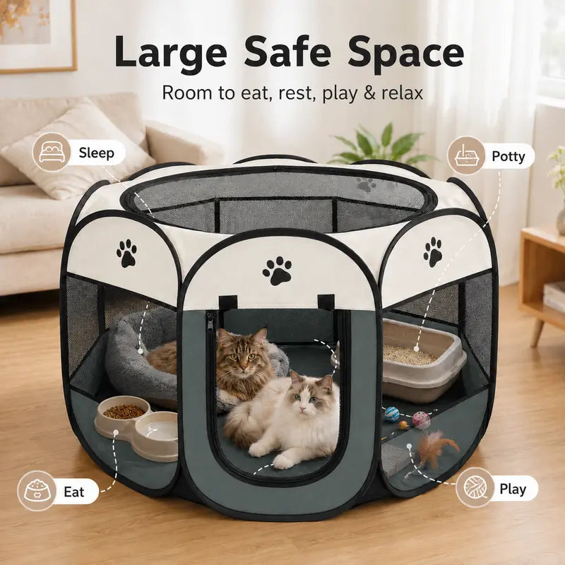 RoamPaws Foldable Soft-Sided Pet Playpen🐱🐶🏠