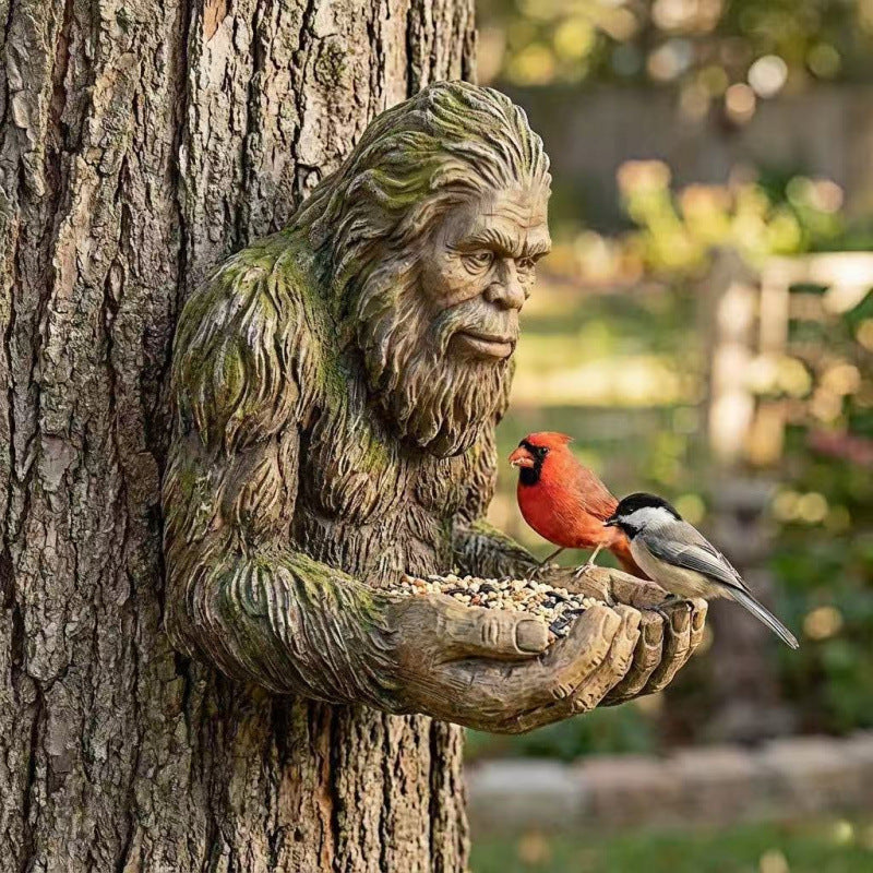 Meditating Witch Bird Feeder – Hand-Painted Resin, Jute Rope, Garden Art 🧙🐦