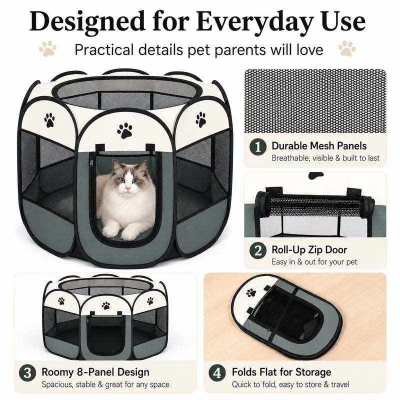 RoamPaws Foldable Soft-Sided Pet Playpen🐱🐶🏠
