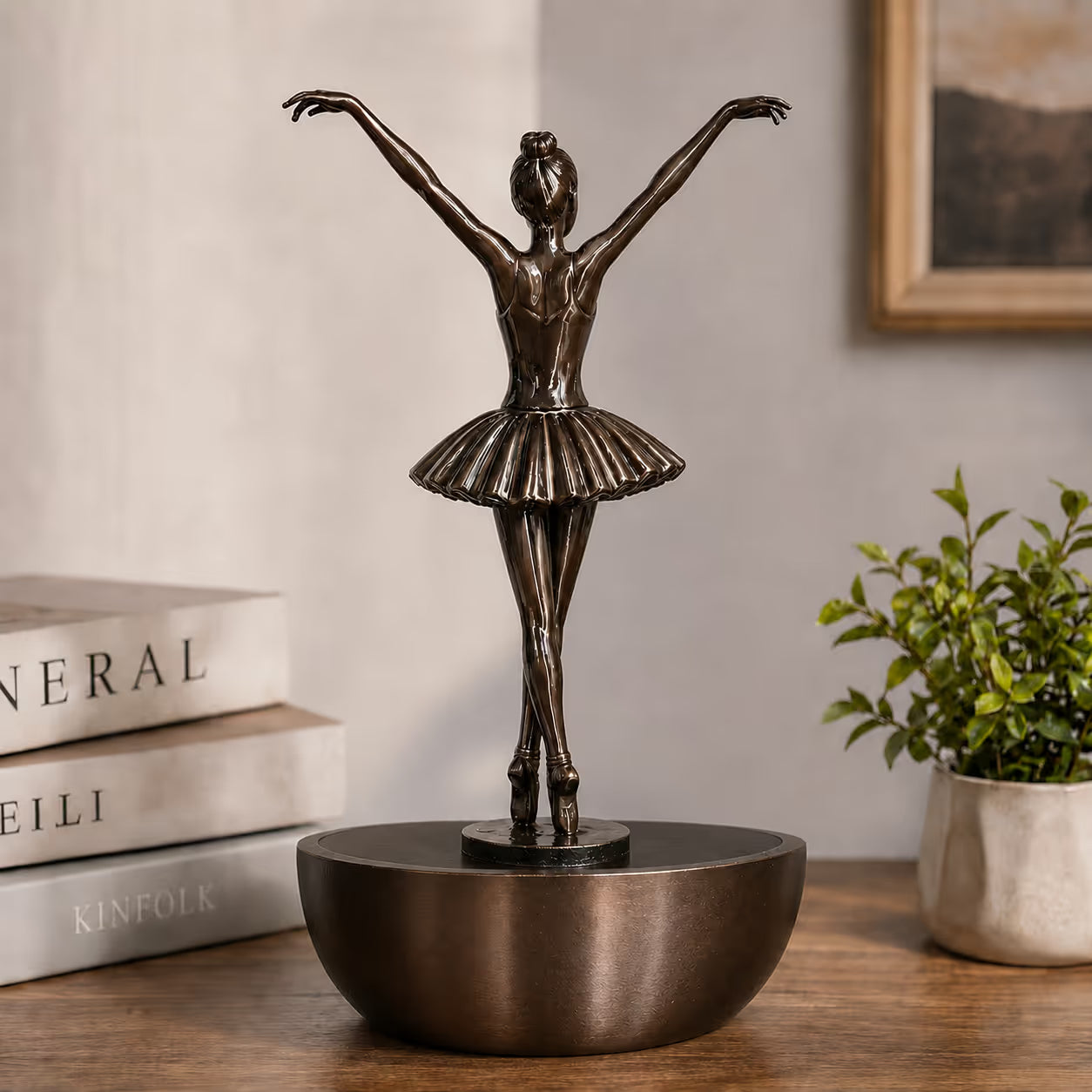 Dancing Water Ballerina Fountain – USB Desktop Water Feature, Bronze Patina Finish 🩰💧