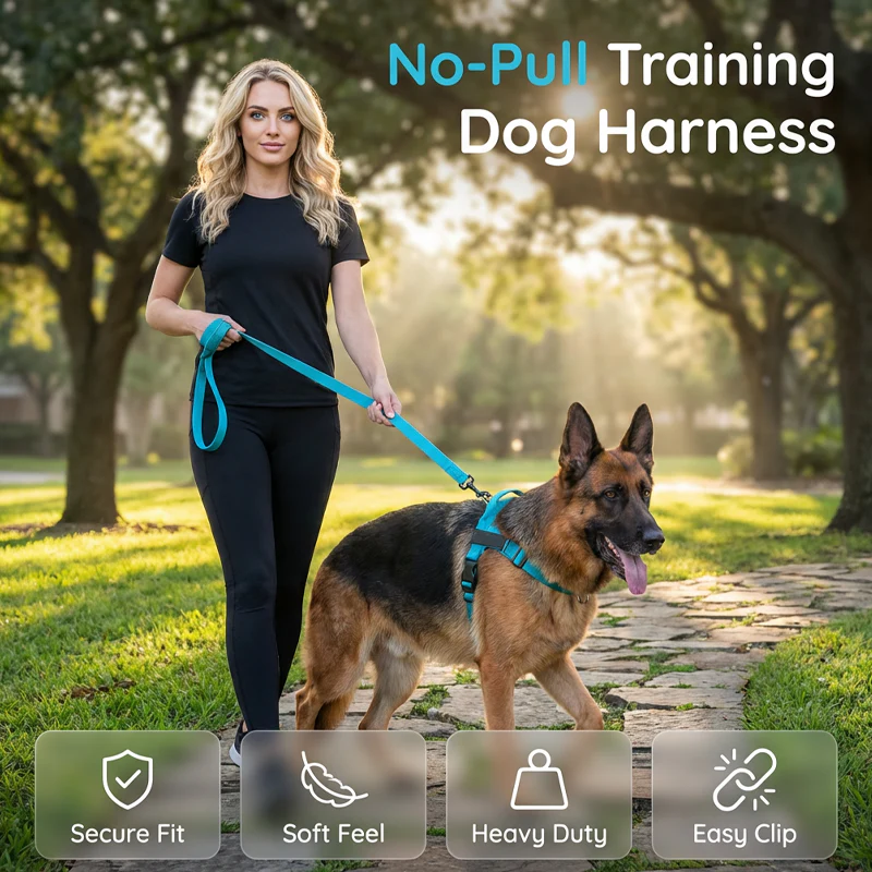 No-Pull Dog Harness – Breathable Mesh, Alloy Rings, Quick-Release Buckle 🦮