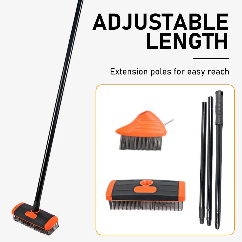 3-in-1 Weed Wire Brush Set – Steel Bristles, Extendable Handle 🧹🌿