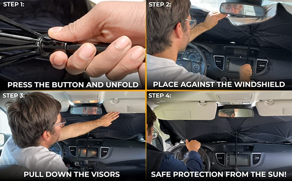 Foldable Car Windshield Sun Shade – Umbrella-Style, Instant Protection 🚗☀️