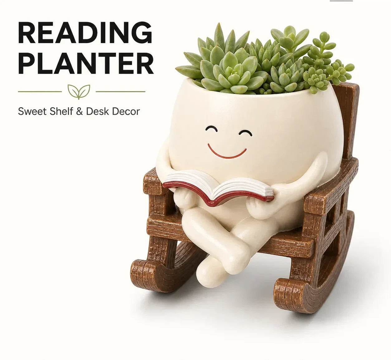 Rocking Chair Flower Pot – Creamy White Resin Planter for Succulents 🪴🪑
