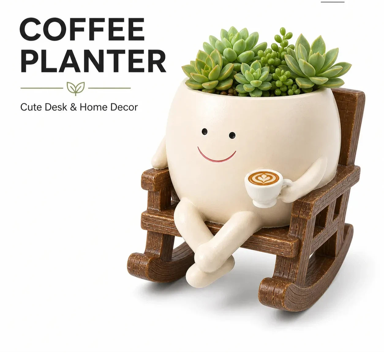 Rocking Chair Flower Pot – Creamy White Resin Planter for Succulents 🪴🪑